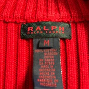 Ralph Ralph Lauren Women’s Vibrant Rich Red Ribbed Cardigan Sweater Sz Medium